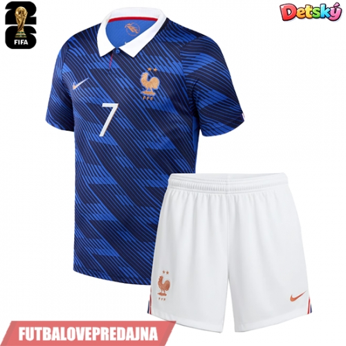 Lacne Dětský Futbalové dres Francúzsko Ousmane Dembele #7 MS 2026 Krátky Rukáv - Domáci (+ trenírky)